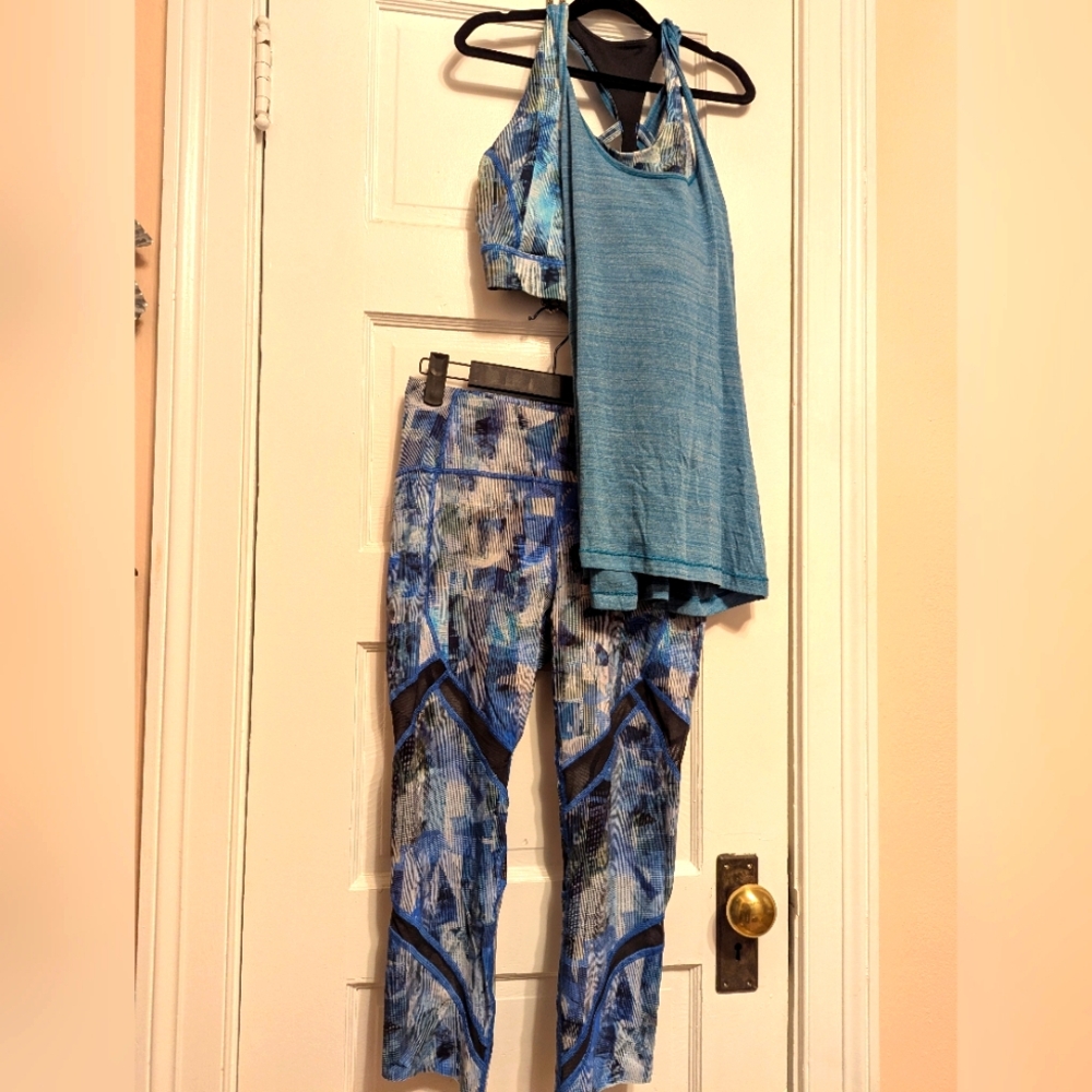 Lululemon Set: Twist & Toil tank and On Pace 31" Crop Leggings:Sun Dazed Multi